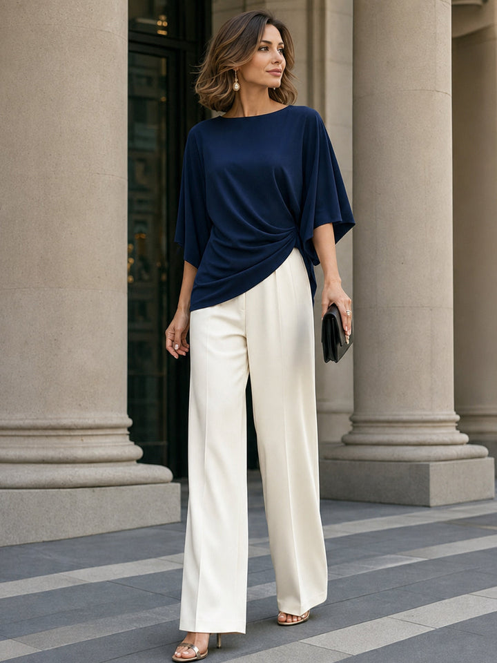 Gabriela | Draped Blouse & Wide-Leg Trousers Set