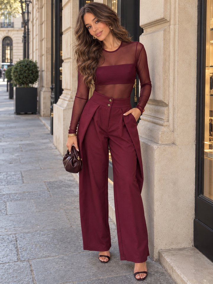 Reese™ Sheer Bodysuit & High-Waist Pant Set