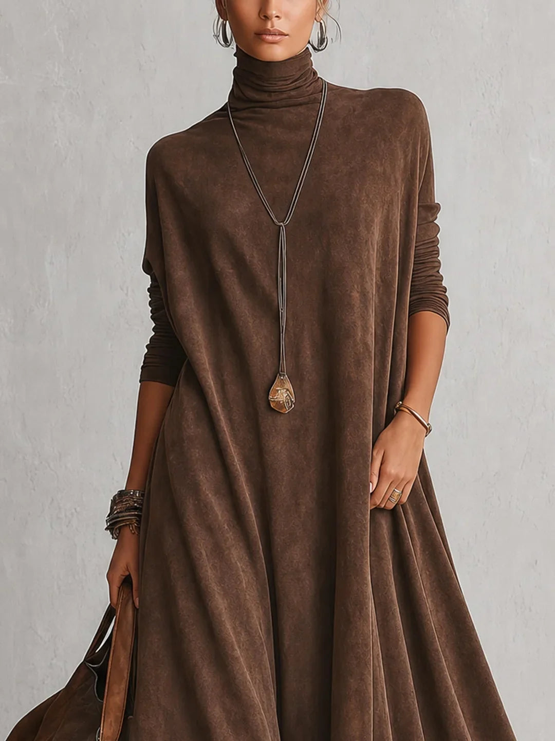 Brooke™ Faux Suede Lace-Trim Maxi Dress