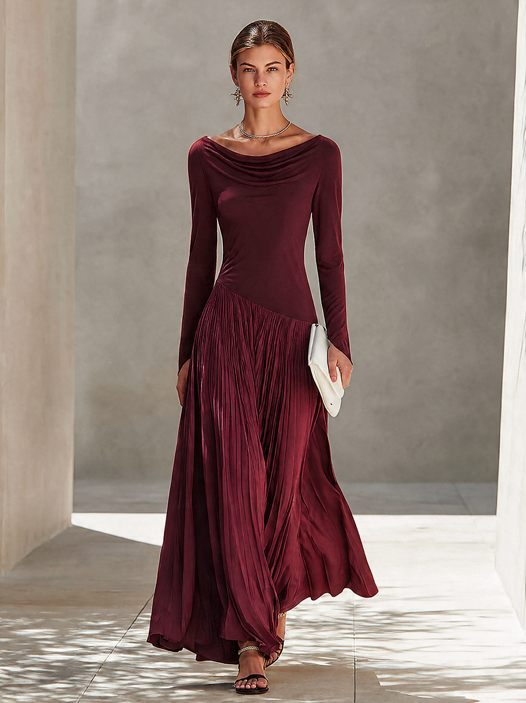 Serena | Draped Color-Block Maxi Dress