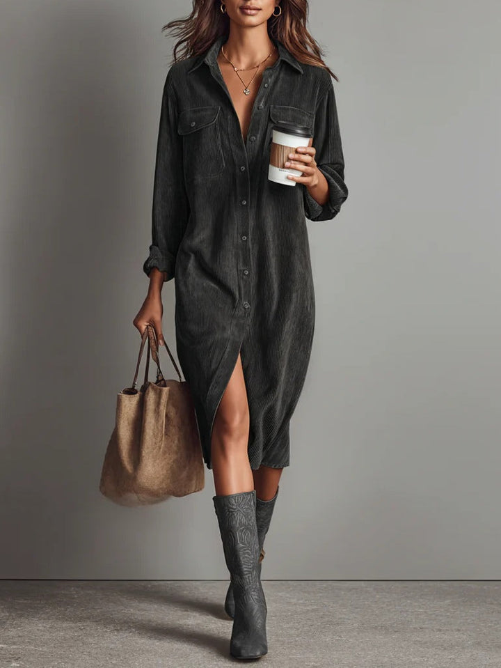 Rosaria – Loose Midi Dress with Double Pockets