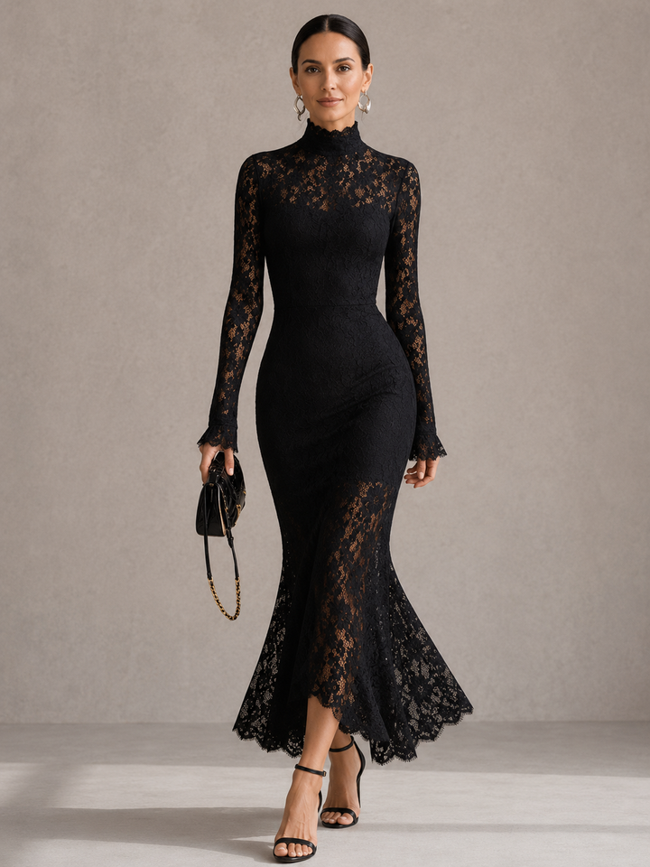 Julia | Black Lace Maxi Dress