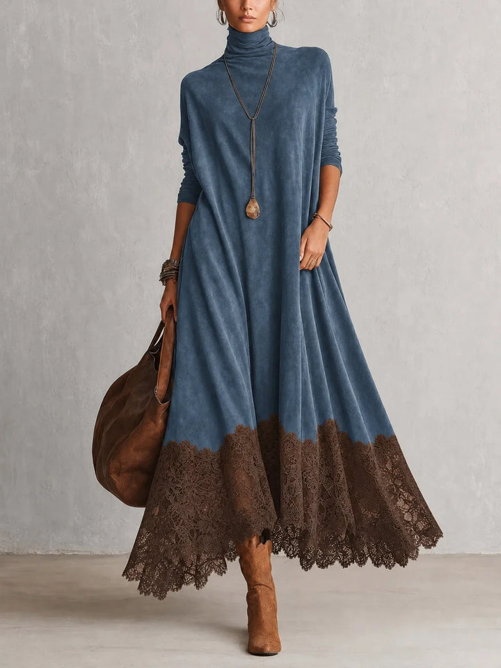 Brooke™ Faux Suede Lace-Trim Maxi Dress