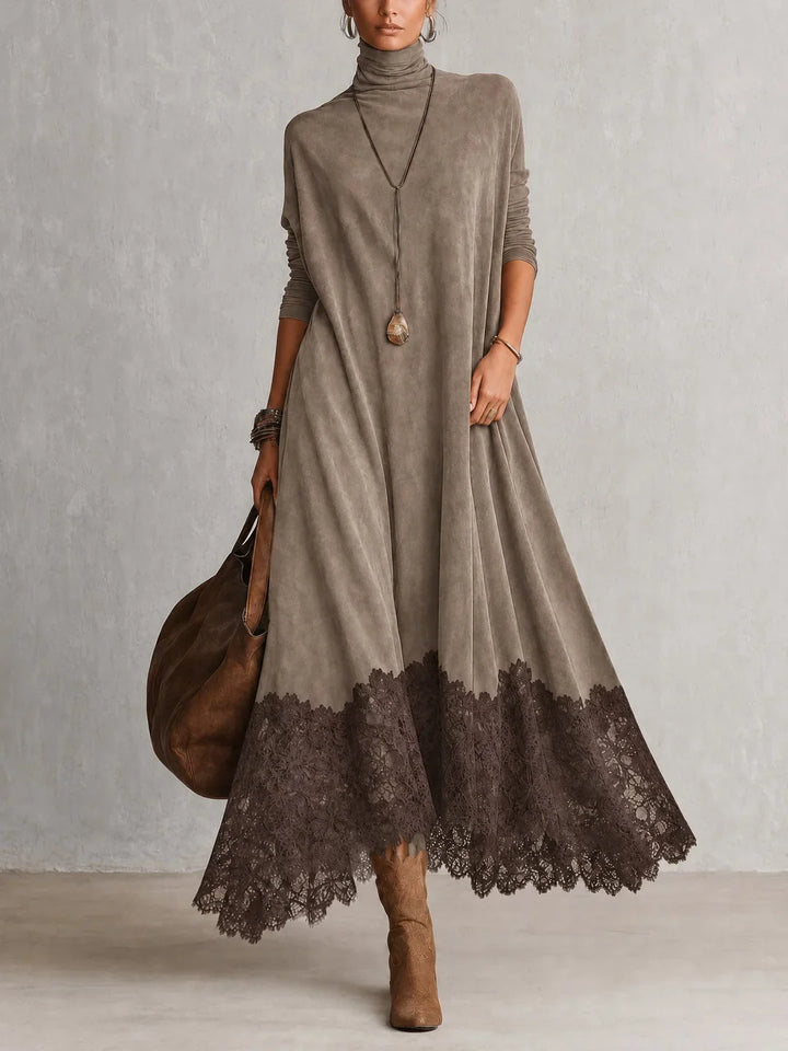 Brooke™ Faux Suede Lace-Trim Maxi Dress