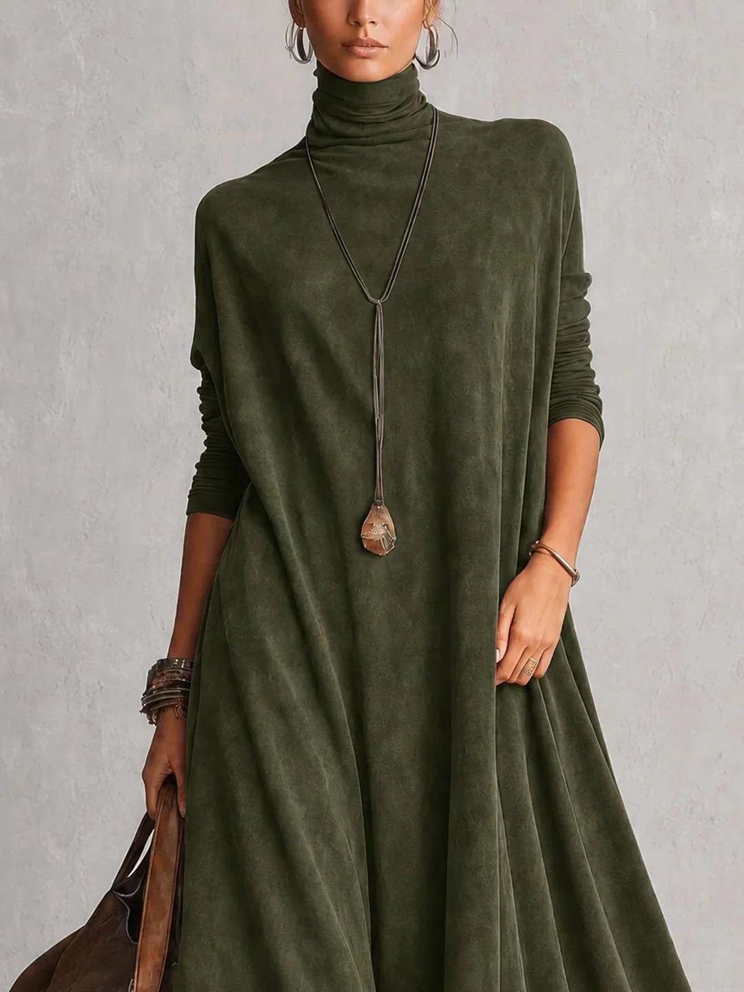 Brooke™ Faux Suede Lace-Trim Maxi Dress