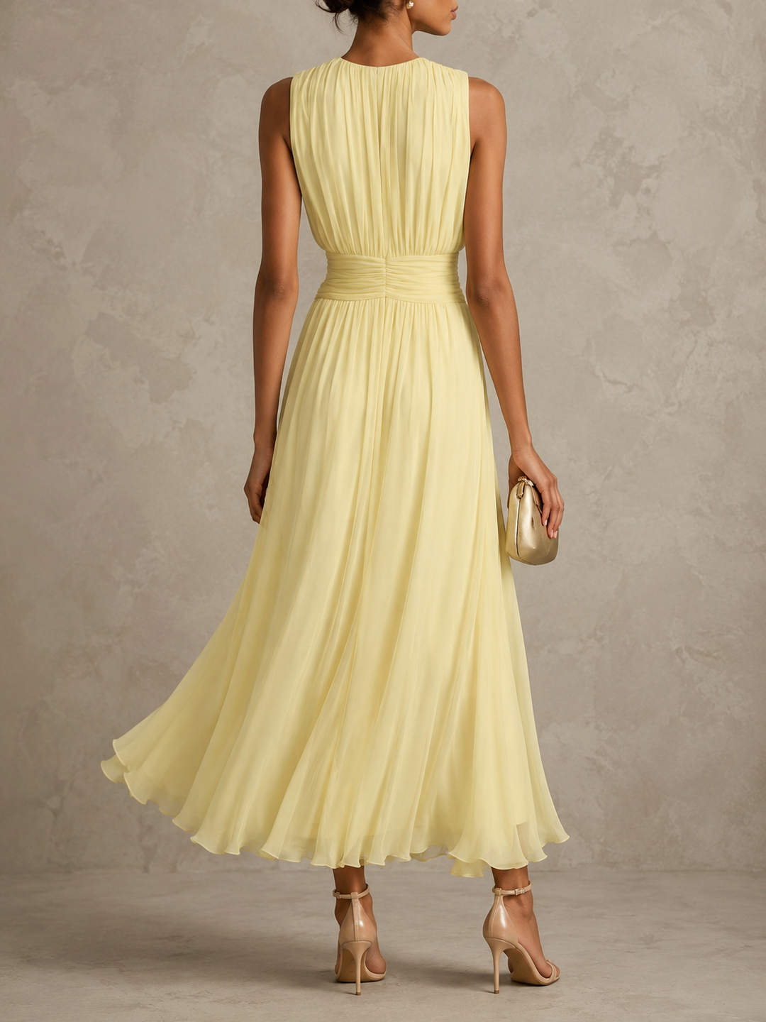 Jolene™ Ruched Waist Sleeveless Maxi Dress