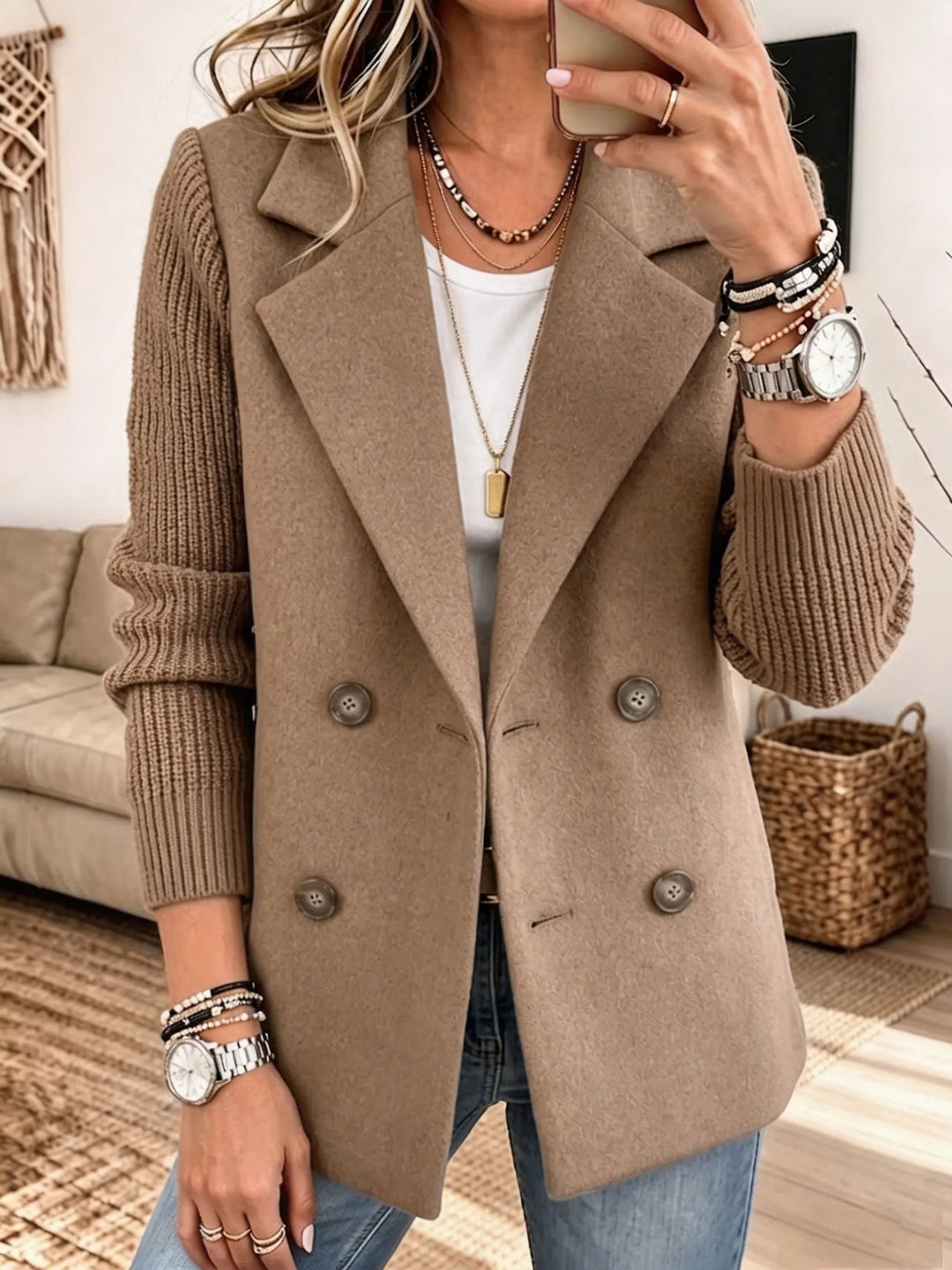 Carla | Elegant Knit-Sleeve Blazer