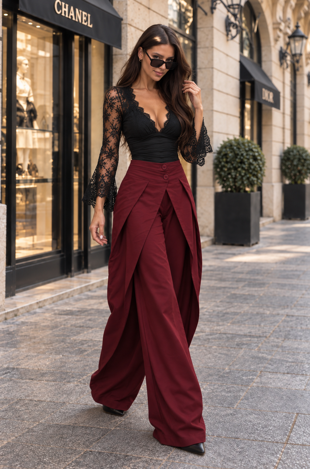 Sydney™ Lace Bodysuit & Wide-Leg Pant Set