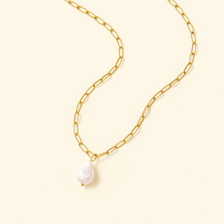 Kos Pearl Paperclip Necklace