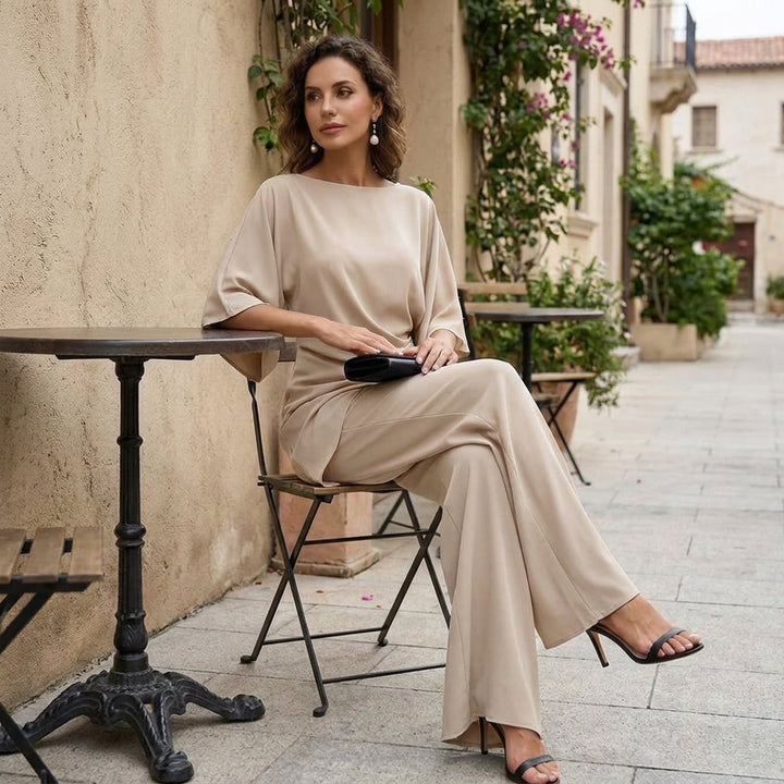 Gabriela | Draped Blouse & Wide-Leg Trousers Set