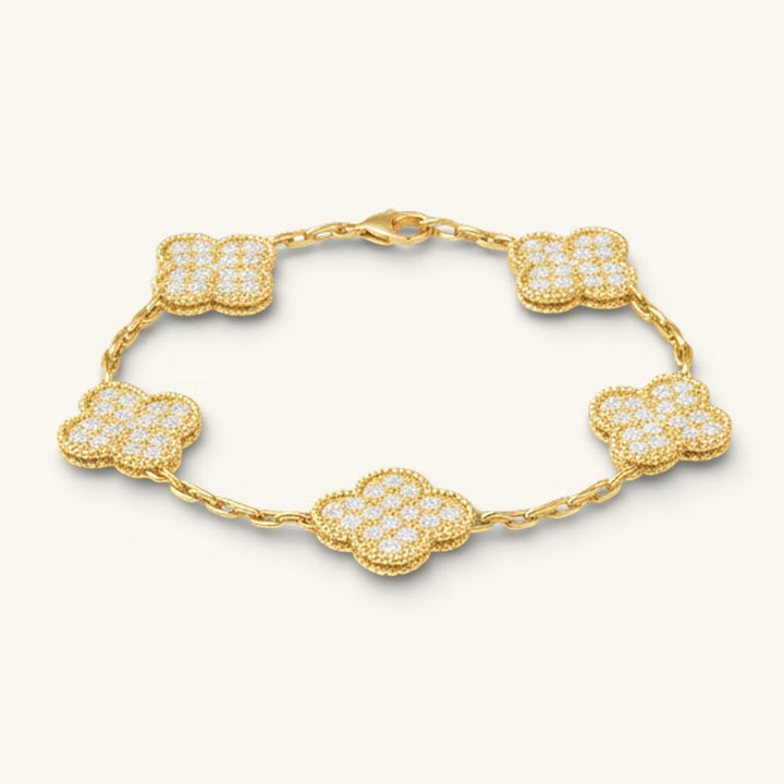 Four Leaf Clover In Gold Zirconia