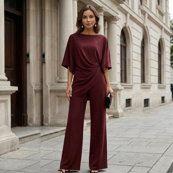 Gabriela | Draped Blouse & Wide-Leg Trousers Set