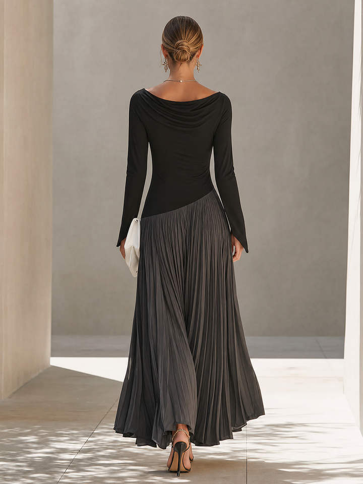 Serena | Draped Color-Block Maxi Dress
