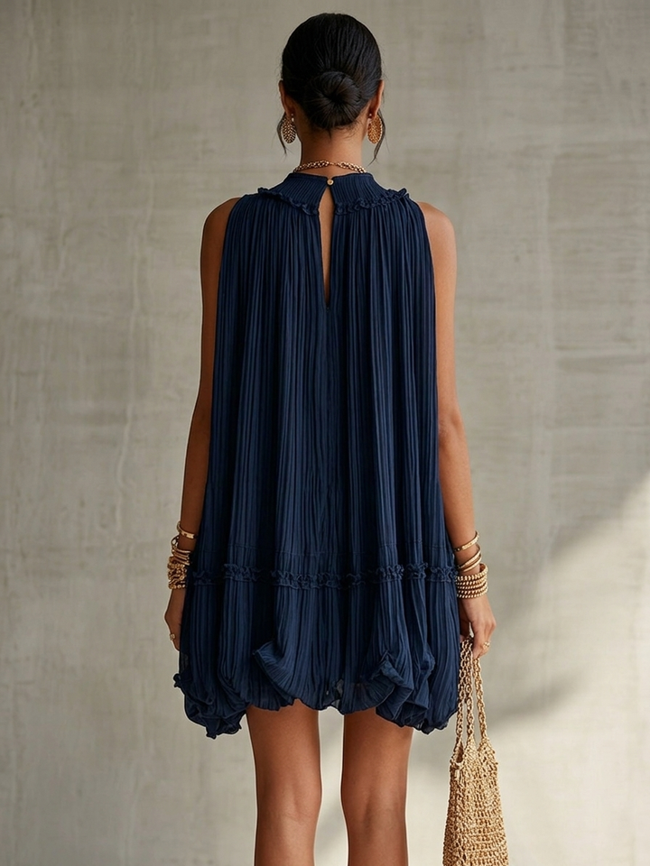 Camilla | Mini chiffon dress with halter neckline and balloon skirt