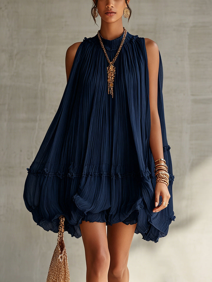 Camilla | Mini chiffon dress with halter neckline and balloon skirt