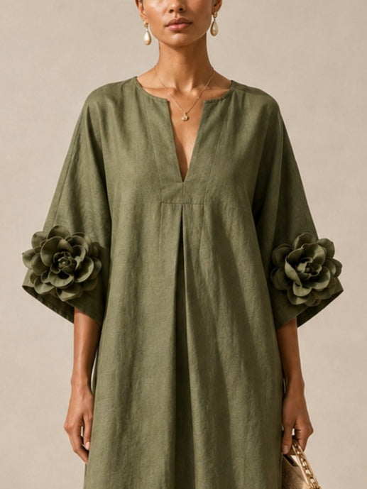 Laura | Midi Dress with V-Neck