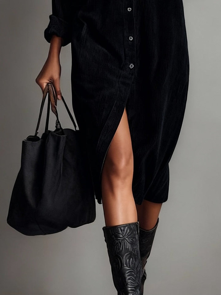 Rosaria – Loose Midi Dress with Double Pockets