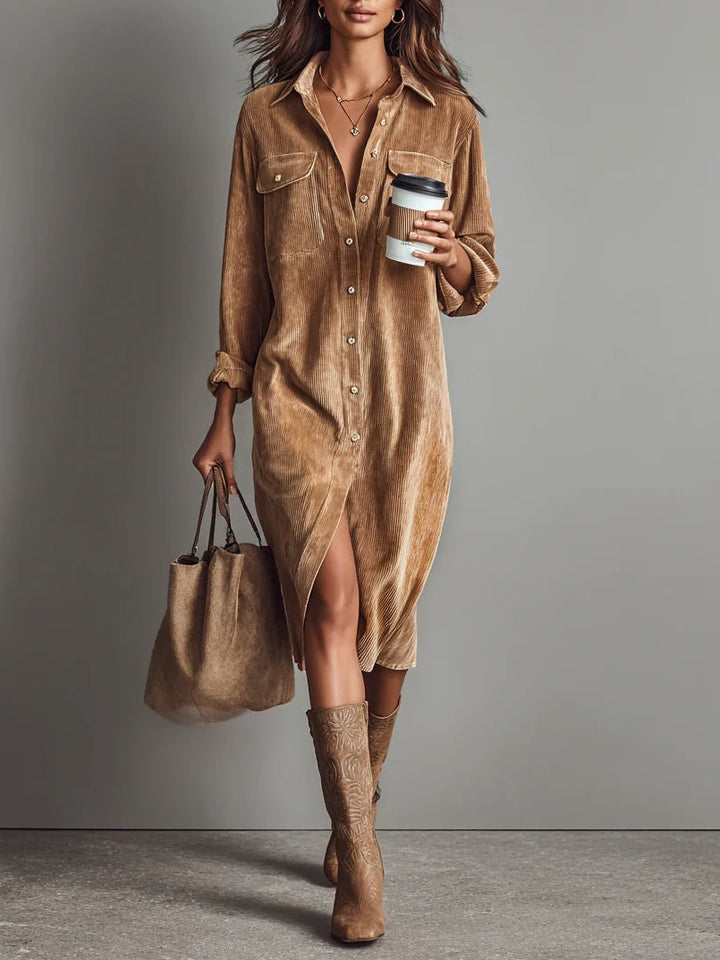 Rosaria – Loose Midi Dress with Double Pockets