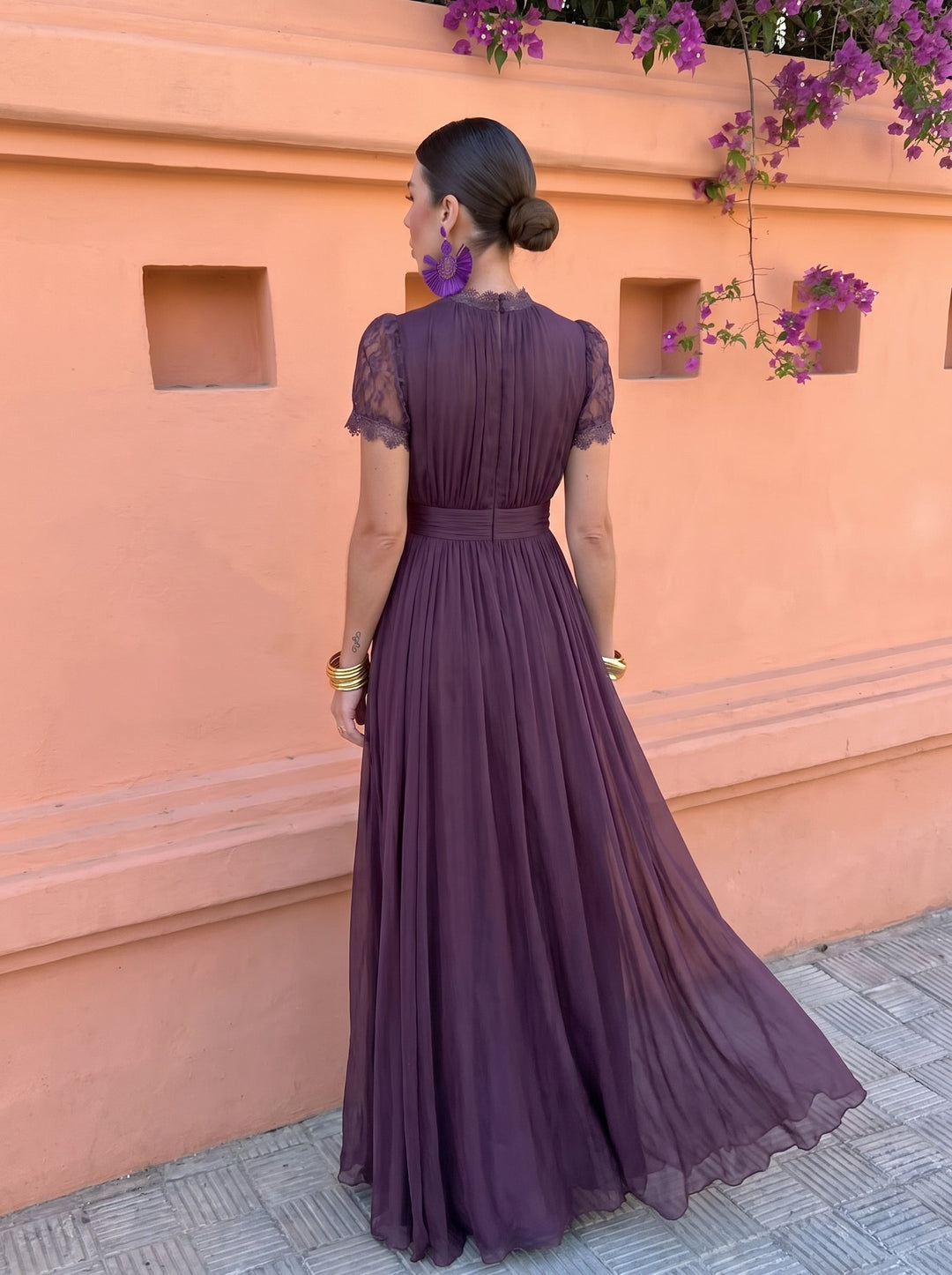 Cayetana | Abito Lungo Donna in Chiffon Collo Alto