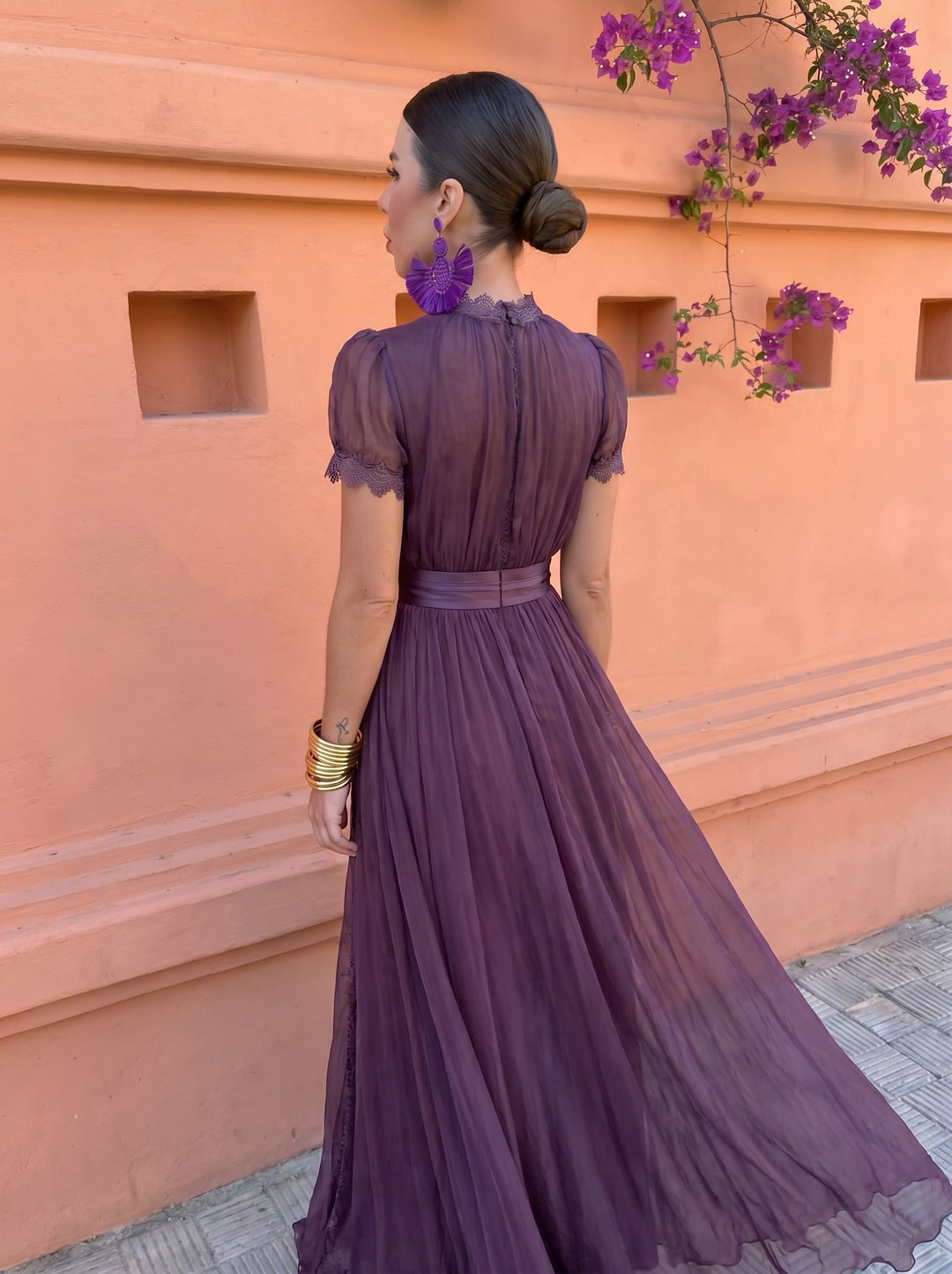 Cayetana | Abito Lungo Donna in Chiffon Collo Alto