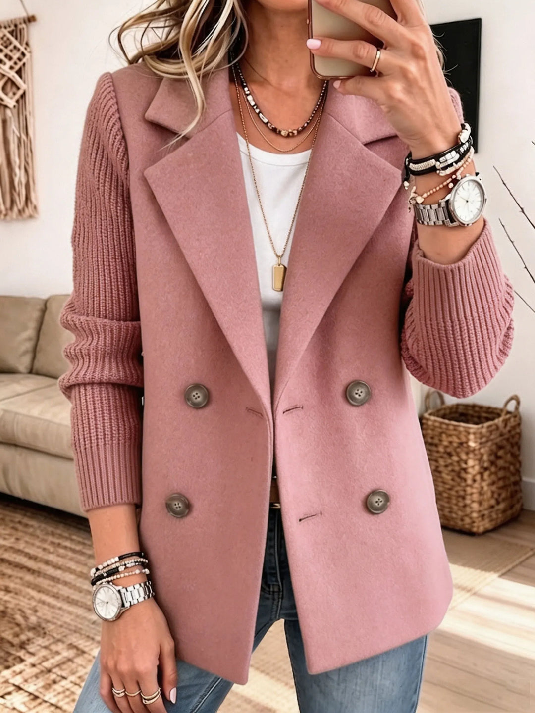 Carla | Elegant Knit-Sleeve Blazer
