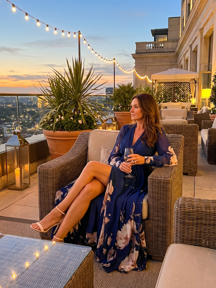 Claire™ Floral Hem Sheer Sleeve Maxi Dress